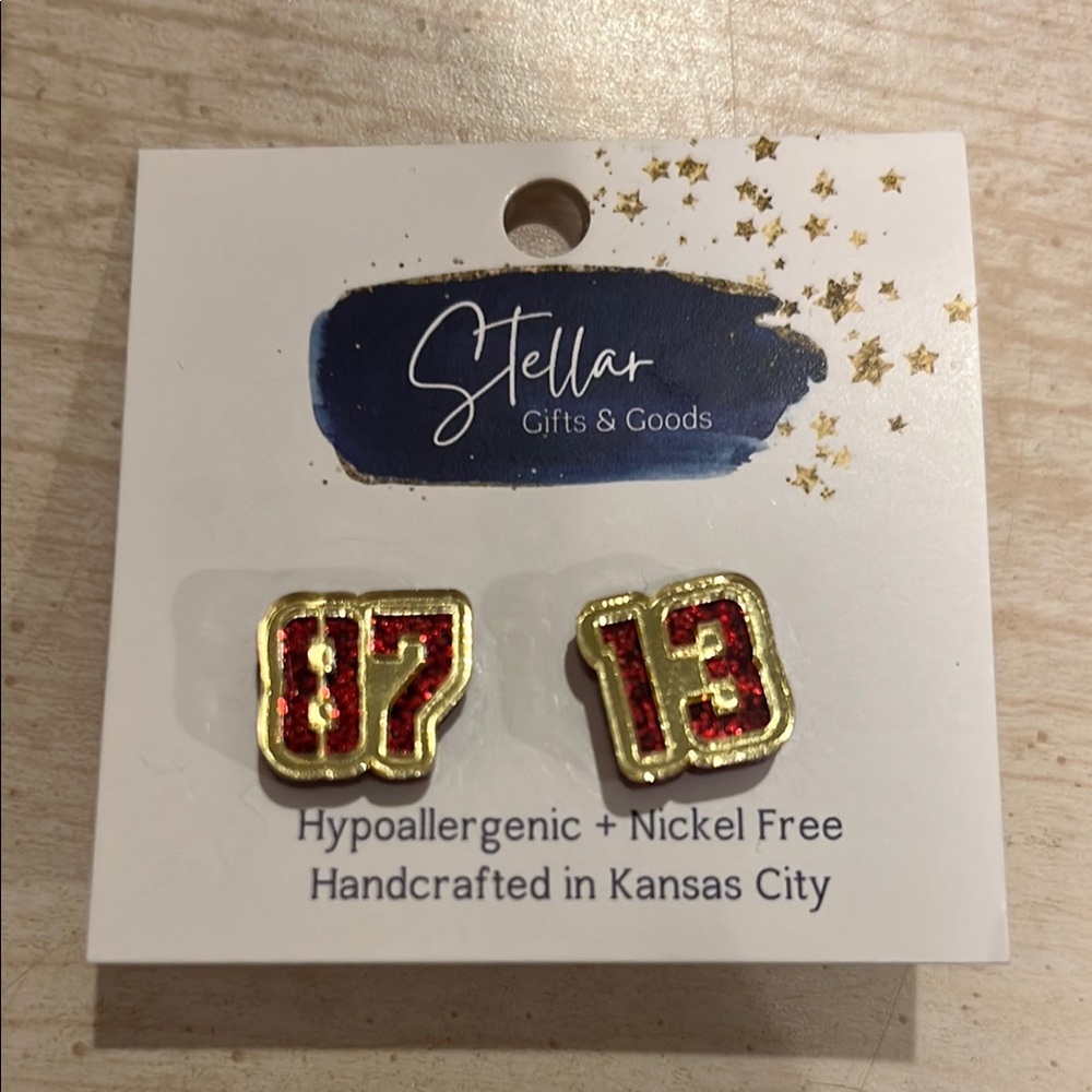 Red & Gold 87 + 13 Stud Earrings